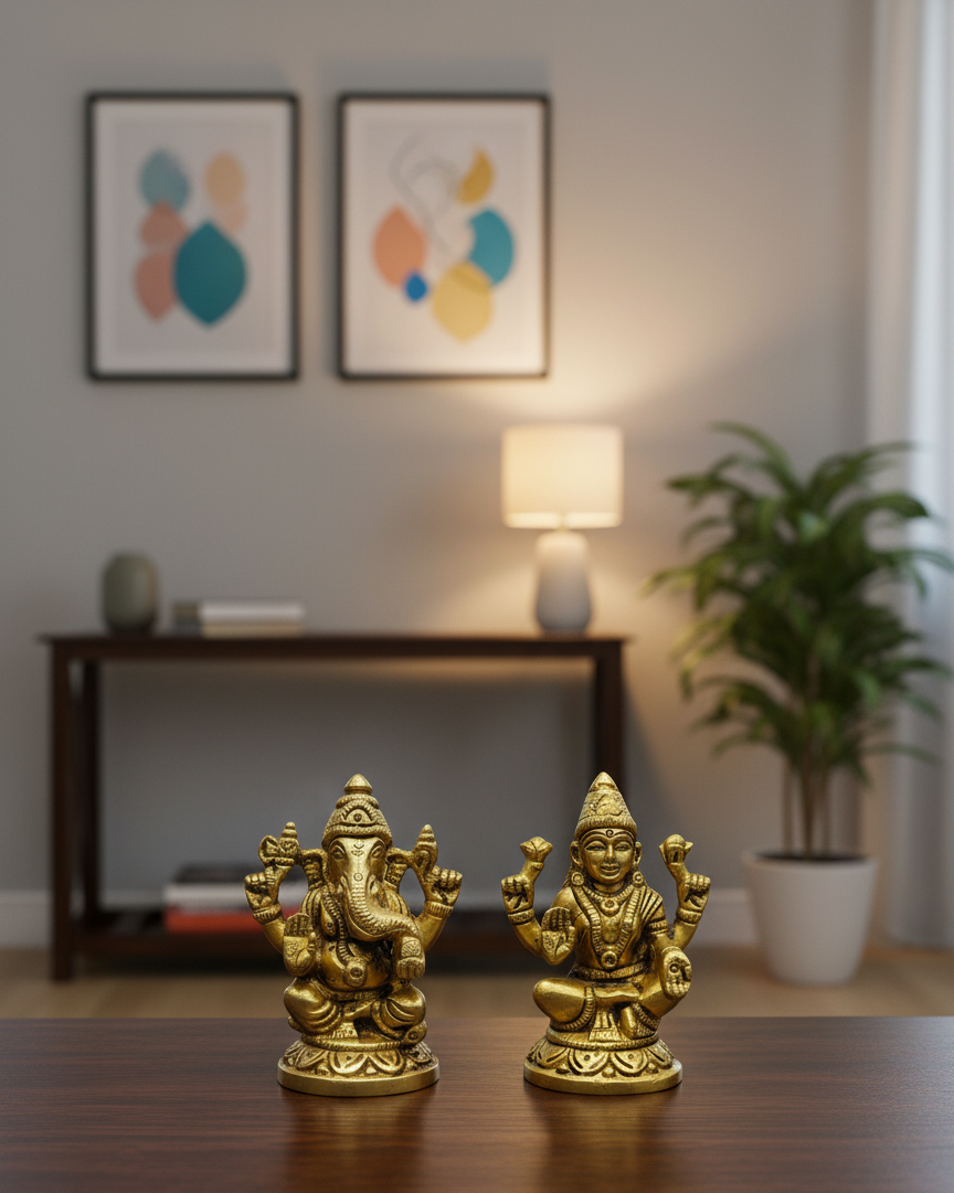 Laxmi Ganesh Brass Idol – Bring Home Peace, Prosperity & Divine Blessings
