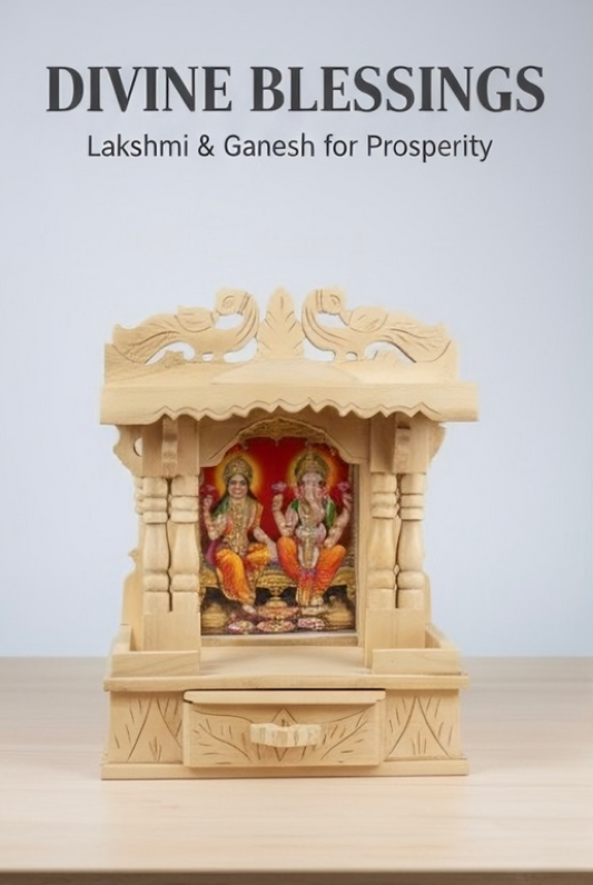 Elegant White Wooden Temple for Home Pooja – Handcrafted & Durable