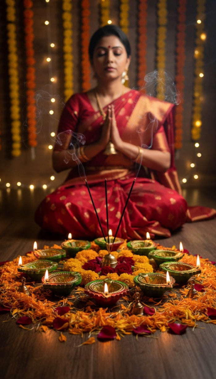 11 Piece Designer Diya Set – Decorative Brass Finish Diyas for Diwali & Pooja