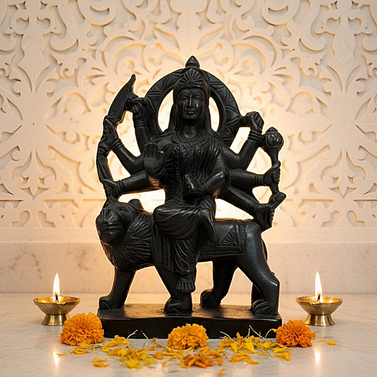 Maa Durga Black Stone Murti – Divine Idol for Puja & Decor