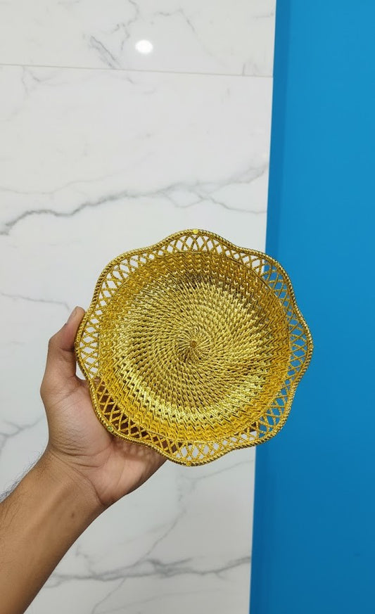 3 piece Golden Colour Designer Katori For Dry Fruit & Bhog