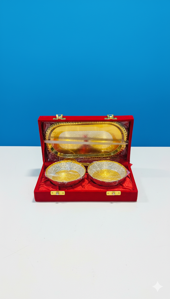 Premium Silver & Golden Bhog Katori for Puja | Decorative Pooja Bowl for Prasad & Offerings