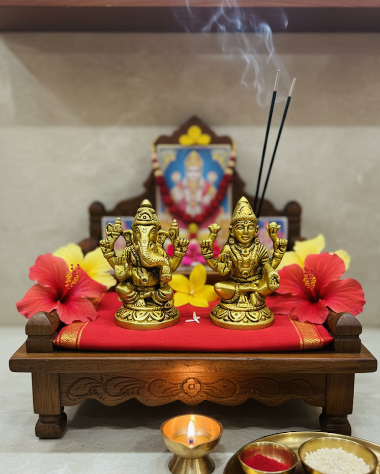 Laxmi Ganesh Brass Idol – Bring Home Peace, Prosperity & Divine Blessings