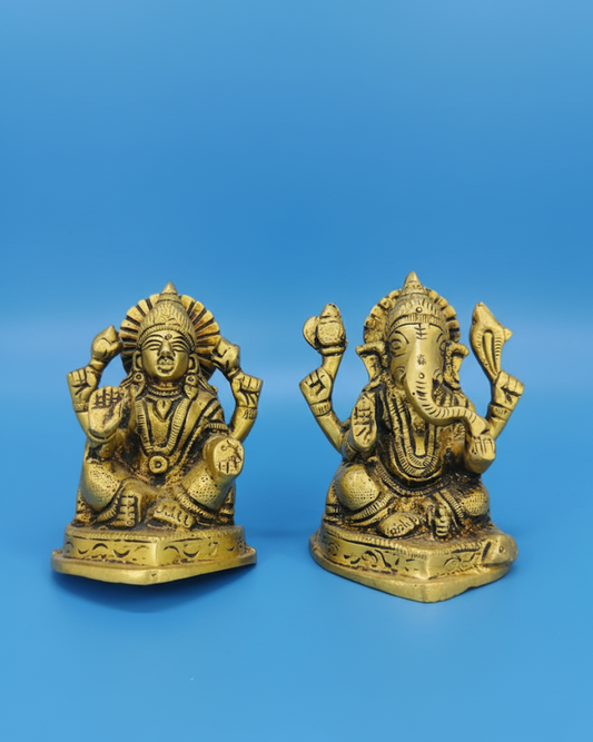 Laxmi Ganesh Brass medium size Idol – Bring Home Peace, Prosperity & Divine Blessings